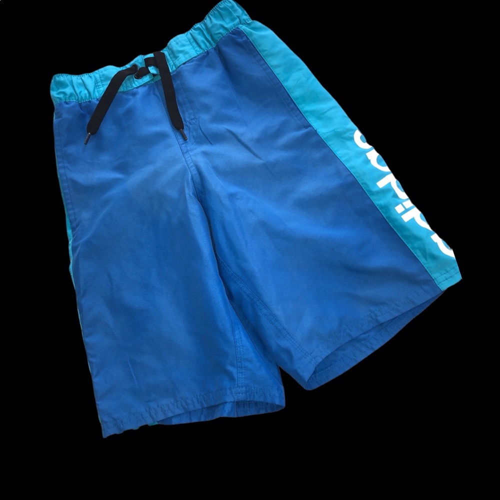 Adidas Big Boys Two Tone Blue Swim Trunks- Small